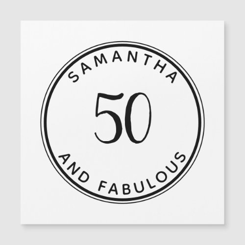 50 And Fabulous 50th Birthday Modern Minimal Magnetic Invitation