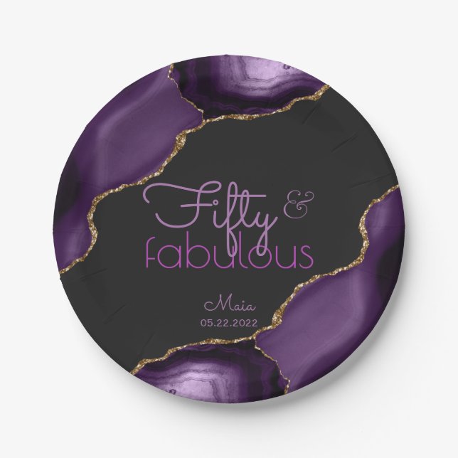 50 and Fabulous 50th Birthday Paper Plates (Front)