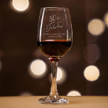 50 And Fabulous 50th Birthday Party Favor Wine Glass<br><div class="desc">She's 50 & Fabulous - Toast to a Life Well Celebrated! Fun 50th birthday party etched wine glass featuring "50 & Fabulous" in a chic script and her name and the party date in elegant typography.</div>