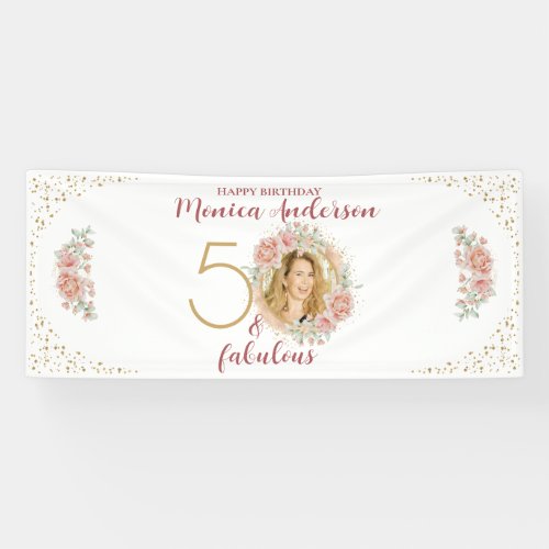 50 and Fabulous 50th Birthday Party Glitter Name Banner