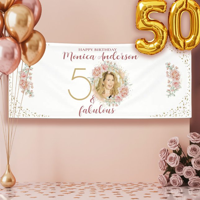 50 and Fabulous 50th Birthday Party Glitter Name Banner (50 and Fabulous 50th Birthday Party Glitter Name Banner)