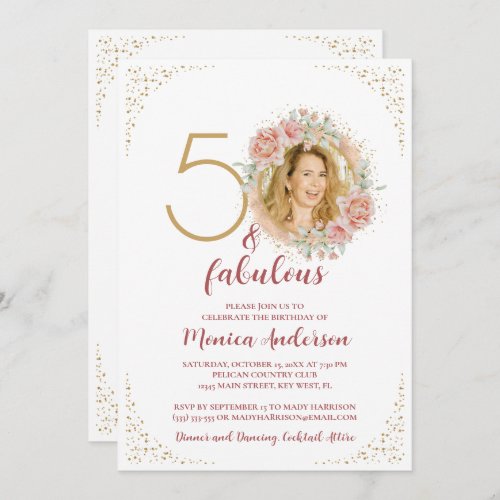 50 and Fabulous 50th Birthday Party Glitter Name Invitation