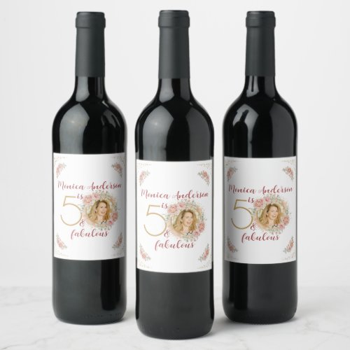 50 and Fabulous 50th Birthday Party Glitter Name Wine Label