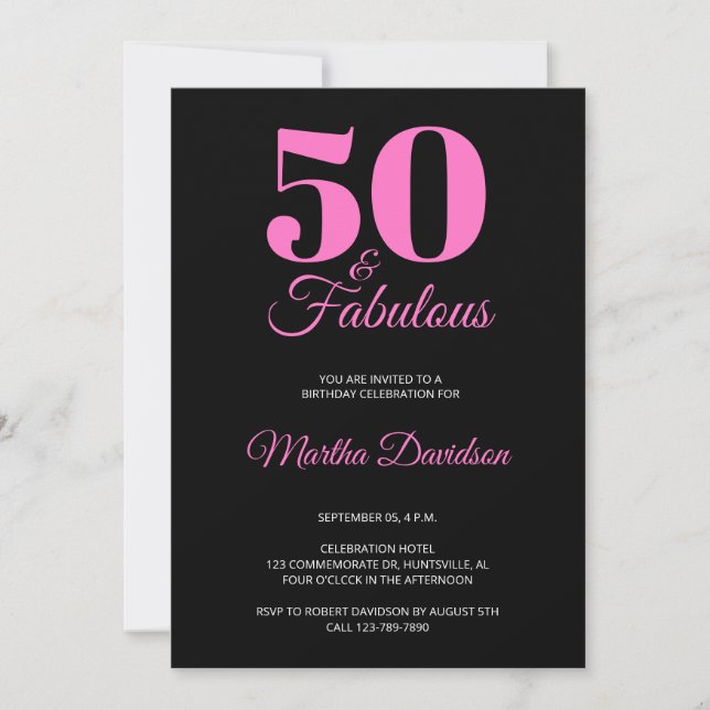 50 and Fabulous 50th Birthday Party invitation (Front)