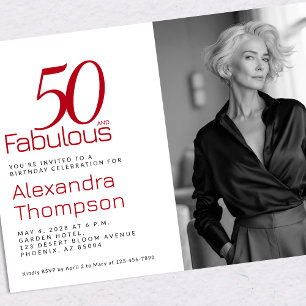 50 and Fabulous 50th Birthday Party Invitation