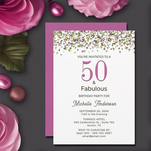 50 and Fabulous 50th Birthday Party Invitation