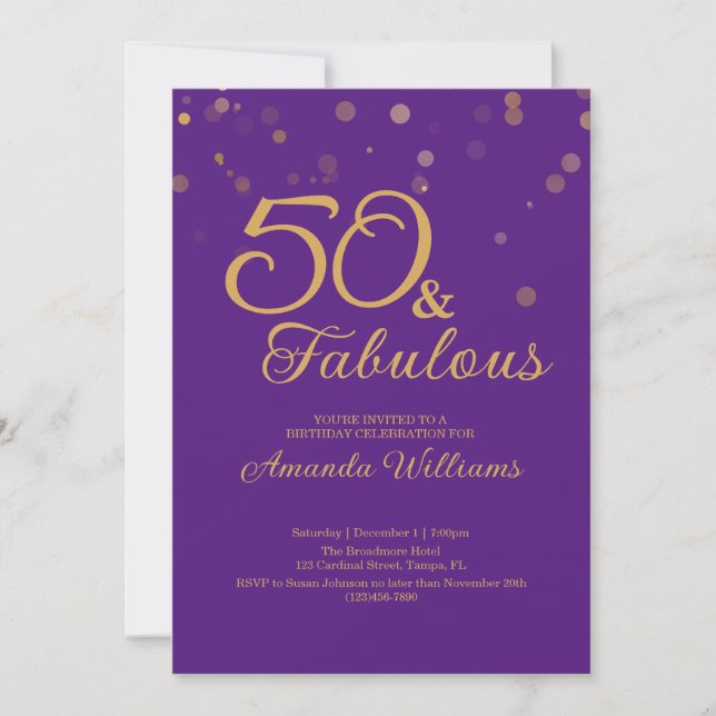 50 and Fabulous 50th Birthday Party Invitation (Front)