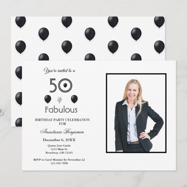 50 and Fabulous 50th Birthday Party Invitation (Front/Back)