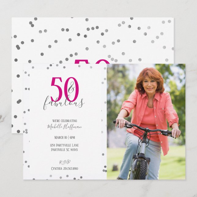 50 and Fabulous 50th Birthday Party Invitations (Front/Back)