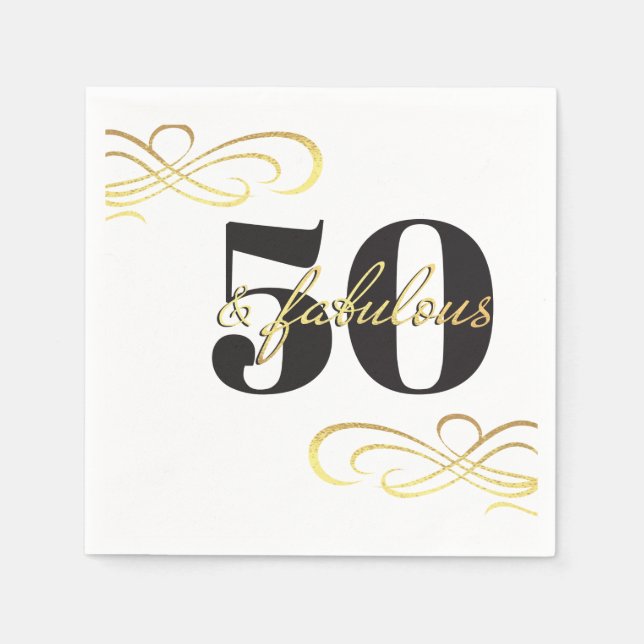 50 and Fabulous 50th Birthday Party Napkins (Front)