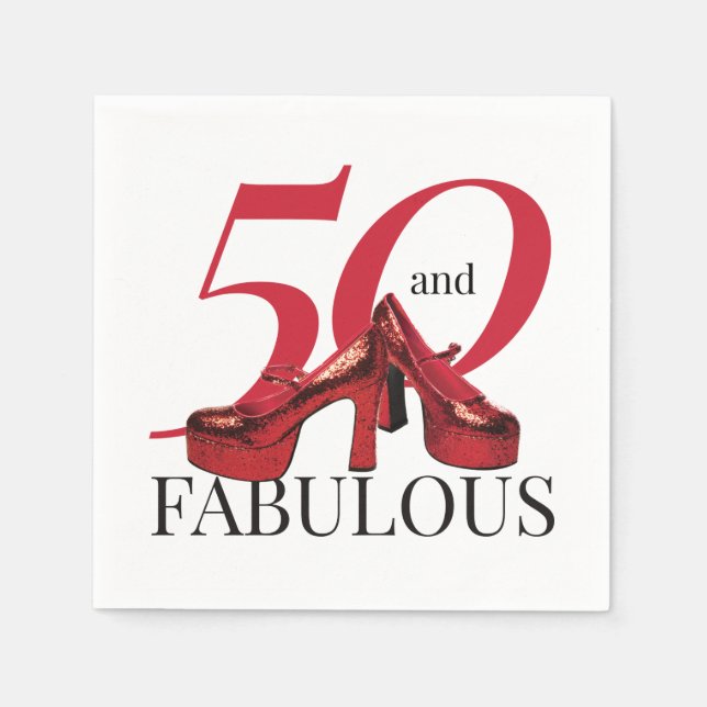 50 and Fabulous 50th Birthday Party Napkins (Front)