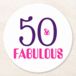 50 And Fabulous 50th Birthday Party Paper Coaster<br><div class="desc">Let's celebrate your 50th Birthday with a Party! These 50 & Fabulous paper party coasters add a touch of fun to your celebrations. With a decorative text design in trendy purple and hot pink, these eye-catching coasters are sure to be a party hit. Find matching products in our Larking Around...</div>