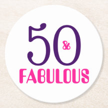 50 And Fabulous 50th Birthday Party Paper Coaster