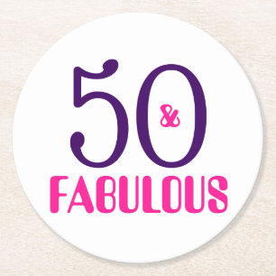 50 And Fabulous 50th Birthday Party Paper Coaster