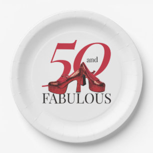 50 and Fabulous 50th Birthday Party Paper Plates