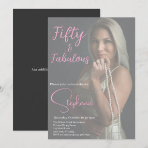 50 and Fabulous 50th Birthday Party Pink Invitation