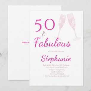 50 and Fabulous   50th Birthday Party Pink Invitation