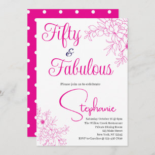 50 and Fabulous 50th Birthday Party Pink Invitation