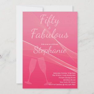50 and Fabulous   50th Birthday Party Pink Invitation