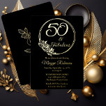 50 and Fabulous 50th Birthday Party Stamped Foil Invitation<br><div class="desc">Elegant typography design "50 and Fabulous" 50th birthday party design featuring a rose outline circular frame.  Back features a rose outline in gold tone (not gold foil).</div>