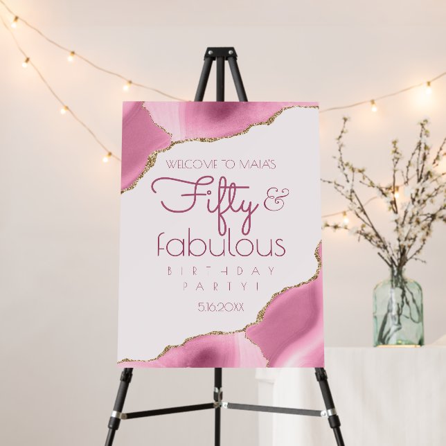 50 and Fabulous 50th Birthday Party Welcome Sign (In Situ (Stand))