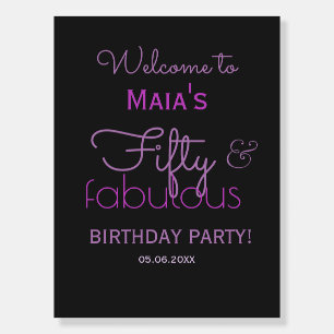50 and Fabulous 50th Birthday Party Welcome Sign