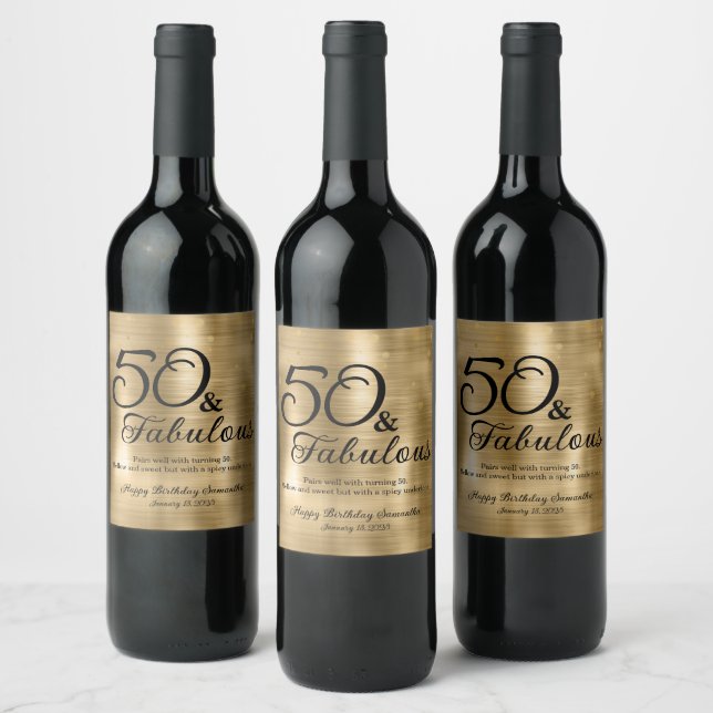 50 and Fabulous 50th Birthday Party Wine Label (Bottles)