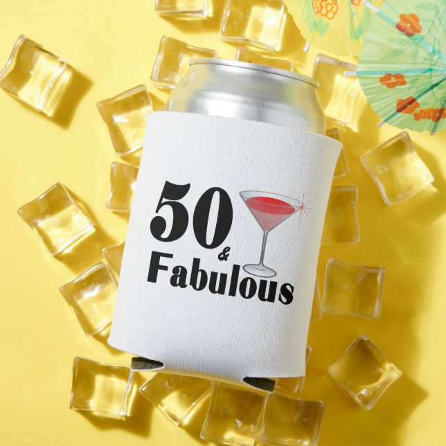 50 and Fabulous 50th Birthday Personalized Can Cooler (In Situ Summer)
