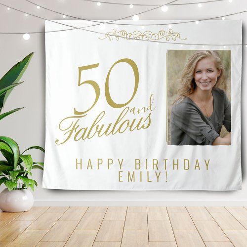50 and Fabulous 50th Birthday Photo Backdrop
