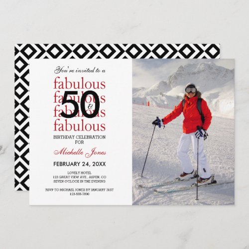 50 and Fabulous 50th Birthday Photo Invitation