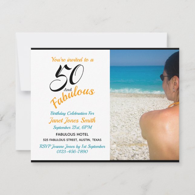 50 and Fabulous 50th Birthday Photo Invitation (Front)