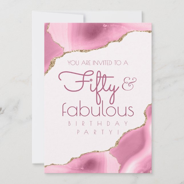 50 and Fabulous 50th Birthday Pink  Invitation (Front)