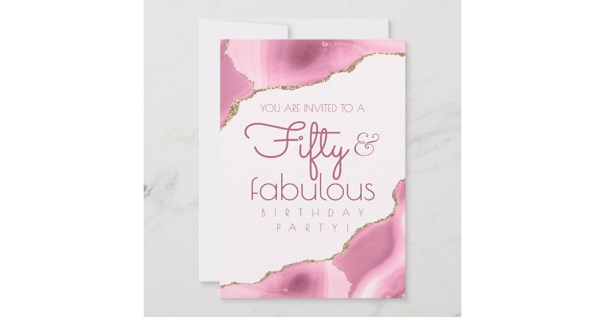 50 And Fabulous 50th Birthday Pink Invitation Zazzle