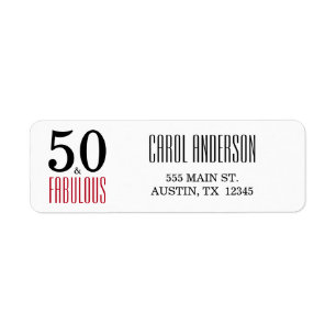 50 and Fabulous 50th Birthday Return Address Label