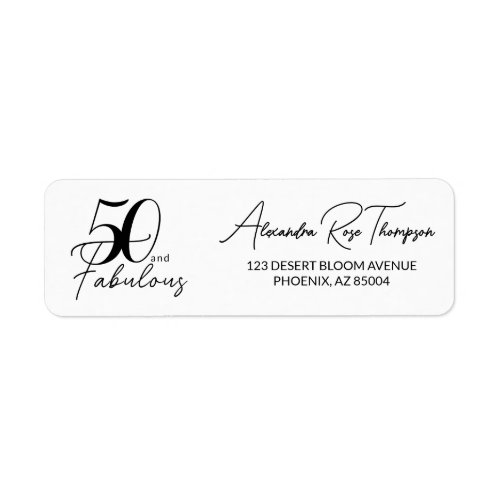 50 and Fabulous 50th Birthday Return Address Label