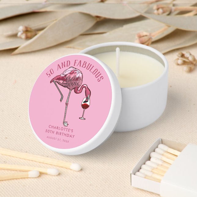 50 and Fabulous 50th Birthday Swag Custom Mini Candle Favors (Insitu)