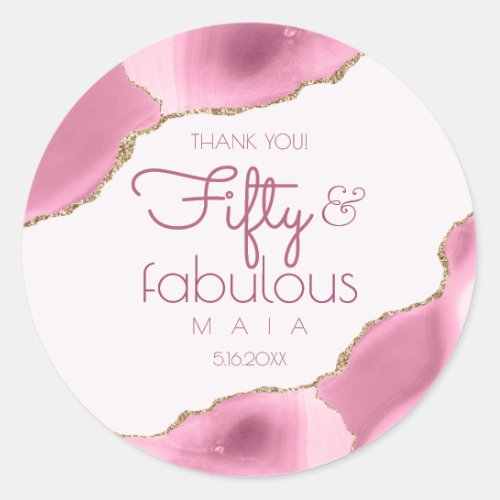 50 and Fabulous 50th Birthday Thank You  Classic Round Sticker