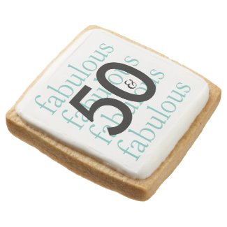 50 and Fabulous 50th Birthday Theme Square Shortbread Cookie