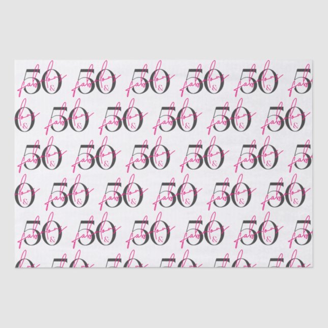 50 and fabulous 50th birthday vibrant pink tissue paper (Front)