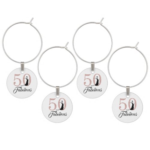 50 and Fabulous 50th birthday Wine Charm