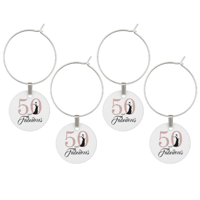 50 and Fabulous 50th birthday Wine Charm (Staggered)