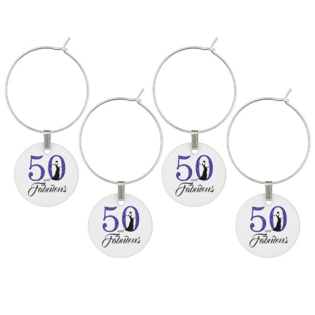 50 and Fabulous 50th birthday Wine Charm (Staggered)