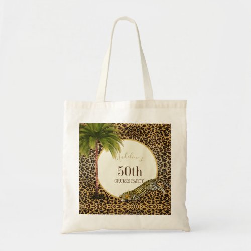 50 and Fabulous 50th Cruise  Leopard Print Tote Bag