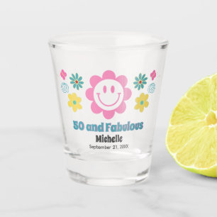 50 and Fabulous 50th Modern Birthday Retro Favor Shot Glass