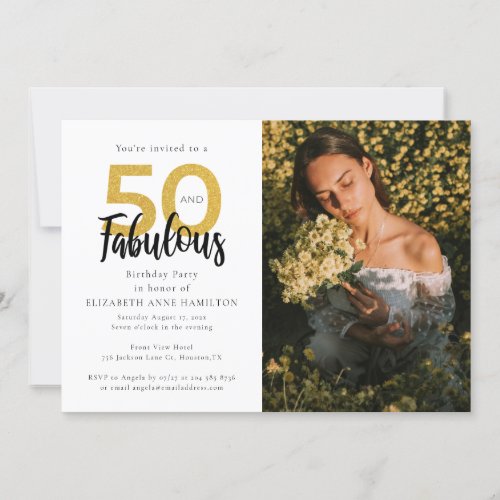 50 and Fabulous 50th Photo Birthday Party Invitation