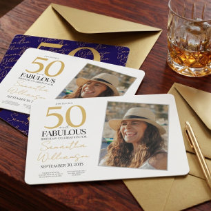 50 and Fabulous   50th Photo Birthday Party Invitation