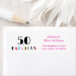 50 and Fabulous Art Deco 50th Birthday Address  Label