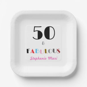 50 and Fabulous Art Deco 50th Birthday Party Paper Plates