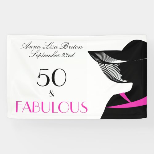 50 and Fabulous Art Deco Elegant 50th Birthday Banner