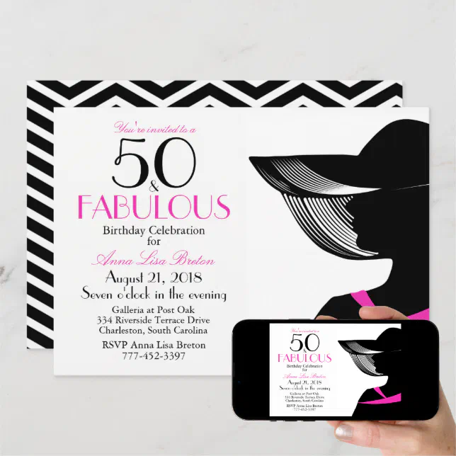 50 And Fabulous Art Deco Elegant 50th Birthday Invitation Zazzle